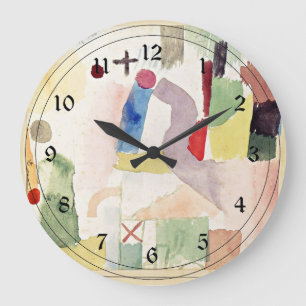 Klee - Pathetic Watercolor, Red Large Clock