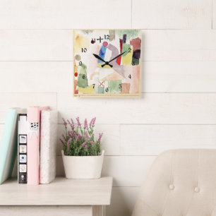 Klee - Pathetic Watercolor, Square Wall Clock