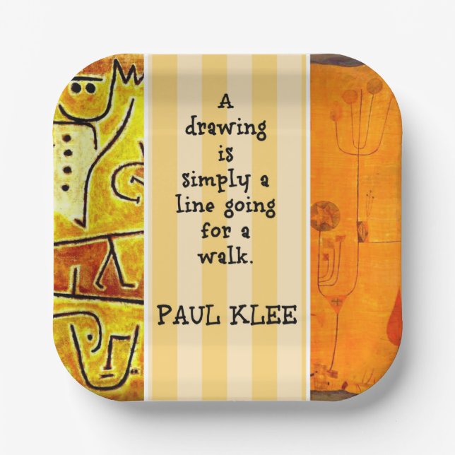 Klee - Quotation and Paintings Paper Plates (Front)