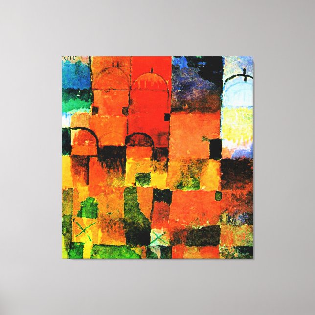 Klee - Red and White Domes, abstract painting, Canvas Print (Front)