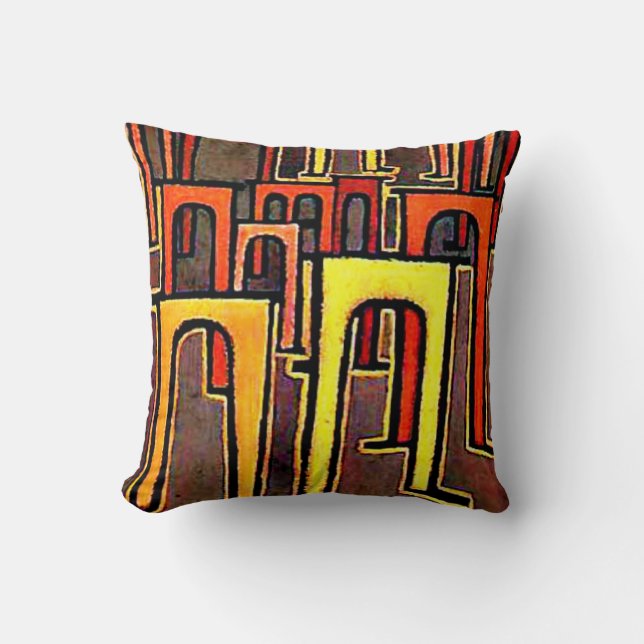 Klee - Revolution of the Viaduct-1937 Throw Pillow (Front)