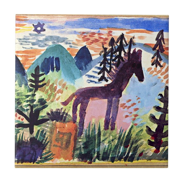 Klee - The Horse, famous painting Ceramic Tile (Front)