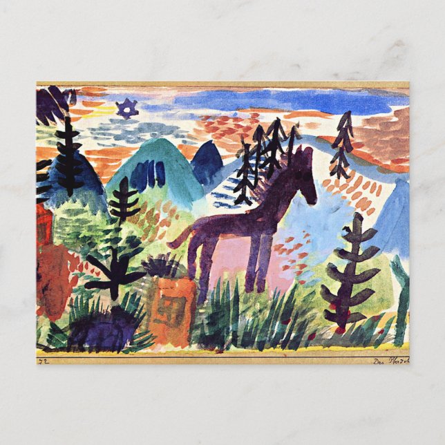 Klee - The Horse, famous painting Holiday Postcard (Front)