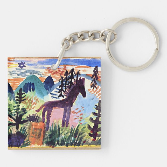 Klee - The Horse, famous painting Keychain (Back)