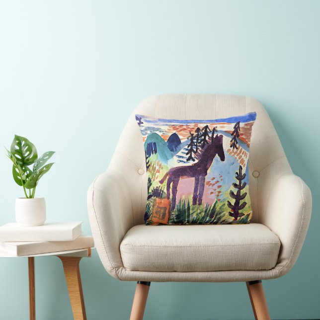 Klee - The Horse, famous painting Throw Pillow (Chair)
