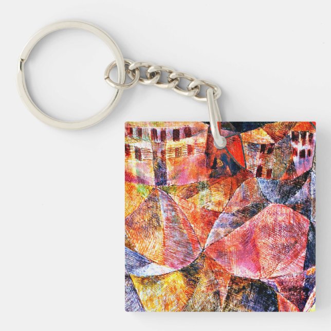 Klee - The Hotel, famous painting, Keychain (Front)