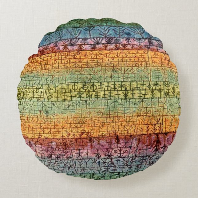 Klee - Tree Nursery, famous painting, Round Pillow (Front)