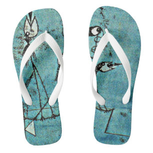 Klee - Twittering Machine, famous abstract artwork Flip Flops