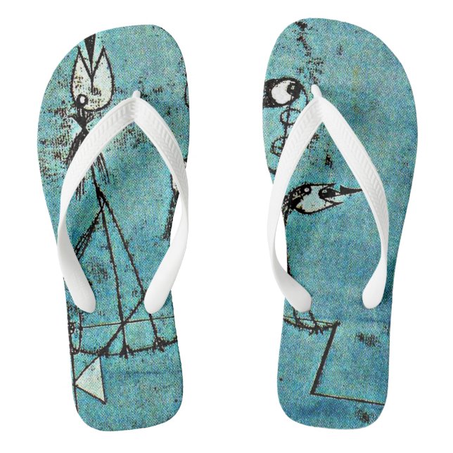 Klee - Twittering Machine, famous abstract artwork Flip Flops (Footbed)