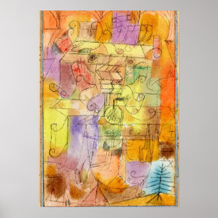 Klee -Unfinished Landscape Framed in Cerulean Blue Poster