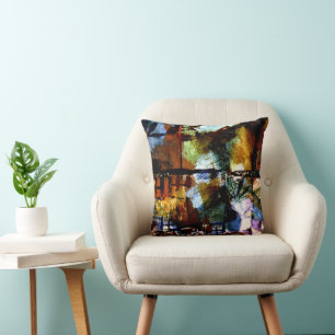 Klee - Windows and Palm Trees Throw Pillow