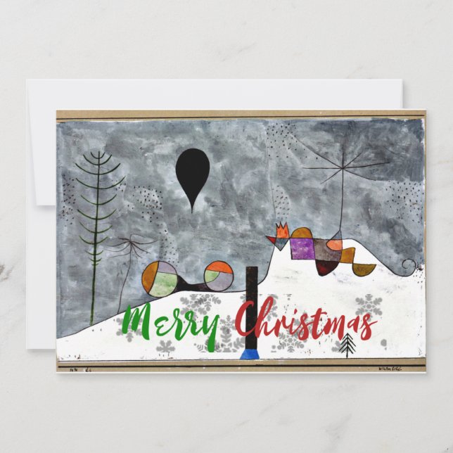 Klee - Winter, abstract art Christmas Holiday Card (Front)