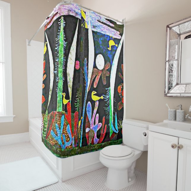 Klee - Yellow Birds Shower Curtain (In Situ)
