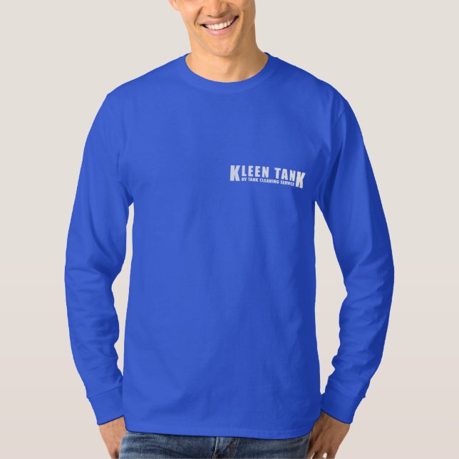 Kleen Tank Long Sleeve White on Blue Customizable  (Front)