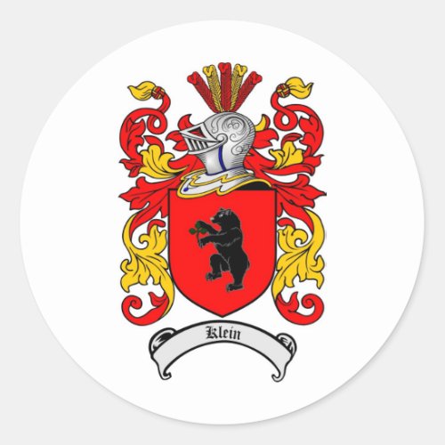 KLEIN FAMILY CREST _  KLEIN COAT OF ARMS CLASSIC ROUND STICKER