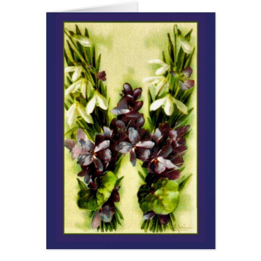 Klein Flower Alphabet Blue Violets Letter W (Front)