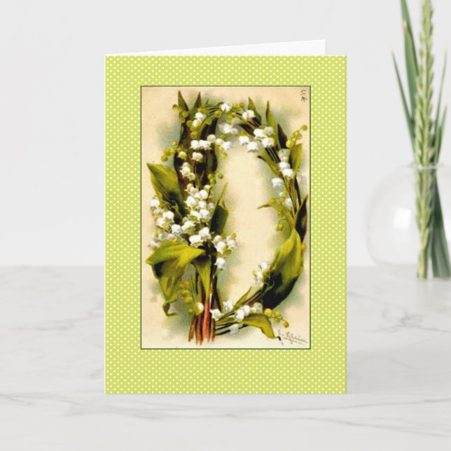 Klein Flower Alphabet Letter D Lily of Valley dots Note Card (Front)