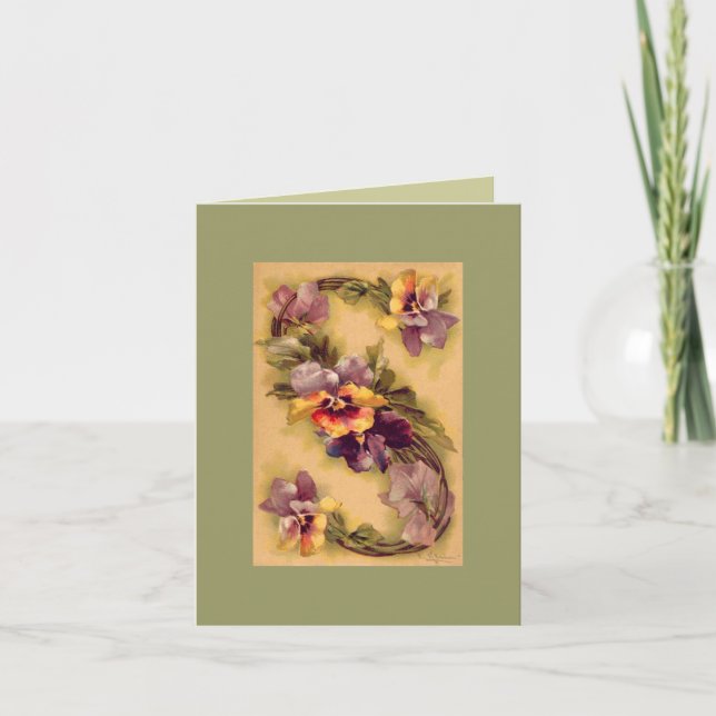 Klein Flower Alphabet S -- NOTE CARD DKGR (Front)