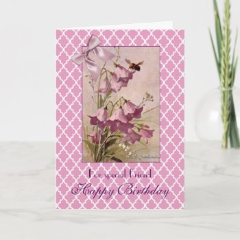 Klein Purple Bellflower Campanula Friend Birthday Card by MagnoliaVintage at Zazzle