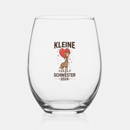 Kleine Schwester 2024 Cute Giraffe Sister Design_1 Stemless Wine Glass