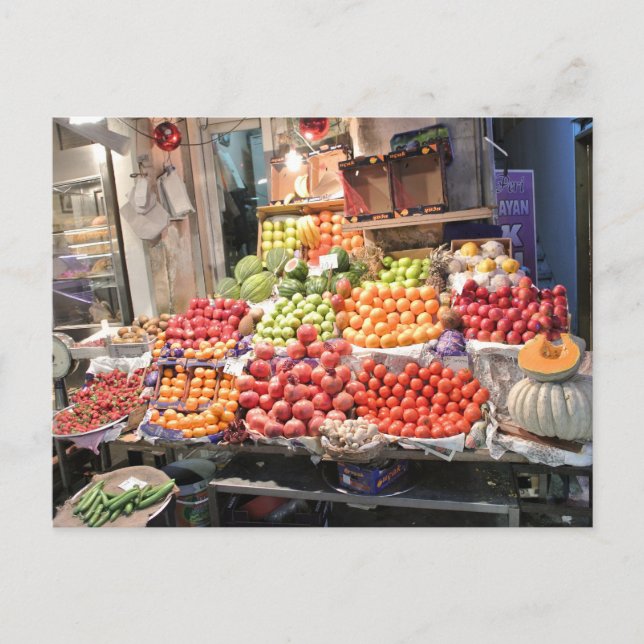 kleurrijke fruitkraam postcard (Front)