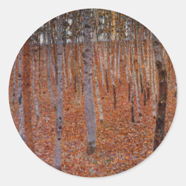 Klimt Beechwood-Forest Classic Round Sticker (Front)
