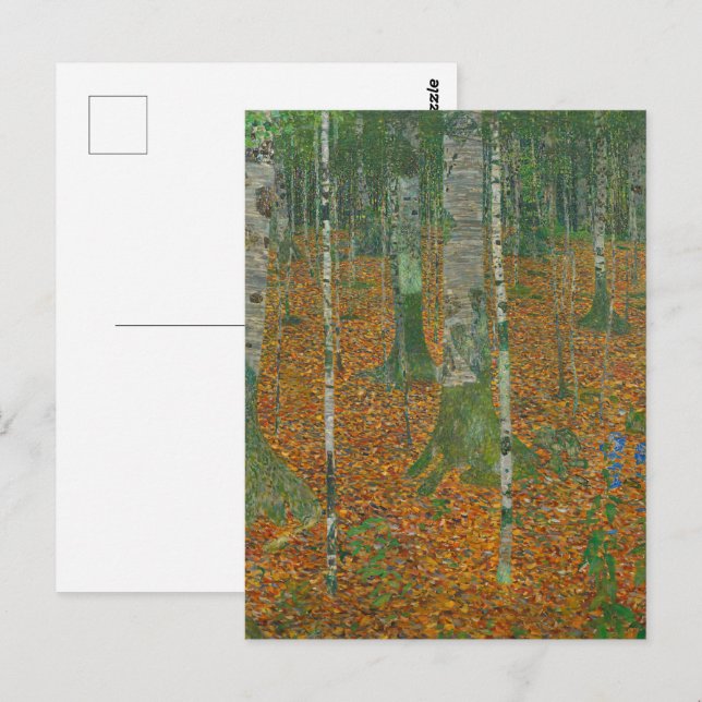 Klimt Birch Forest Autumn Landscape Art Postcard (Front/Back)