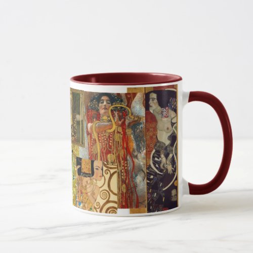 Klimt collage mug maroon