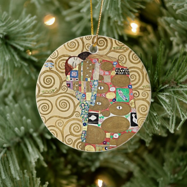 Klimt Embrace Gold Art Ornament (Tree)