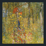 Klimt Farm Garden with Crucifix Poster<br><div class="desc">Gustav Klimt Farm Garden with Crucifix poster. Oil on canvas from 1912. A landscape painting by Gustav Klimt of a small forest garden. Flowers crawl up about a folk altar of Jesus Christ on the cross. A pretty gift for fans of Gustav Klimt,  Art Nouveau,  and Jesus Christ paintings.</div>