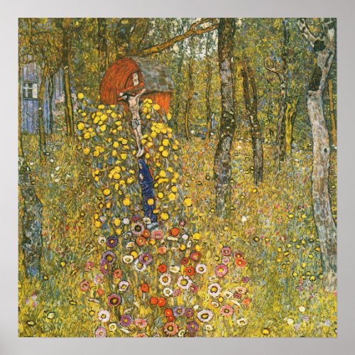 Klimt Farm Garden with Crucifix Poster