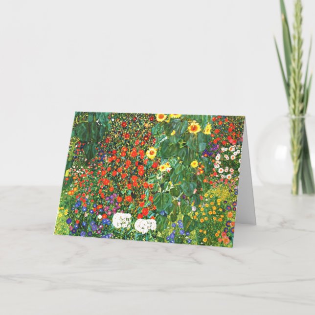 Klimt - Farm Garden with Sunflowers, fine art Card (Front)