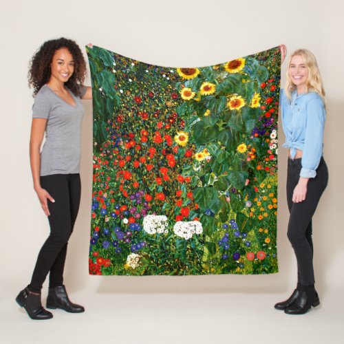 Klimt _ Farm Garden with Sunflowers Fleece Blanket