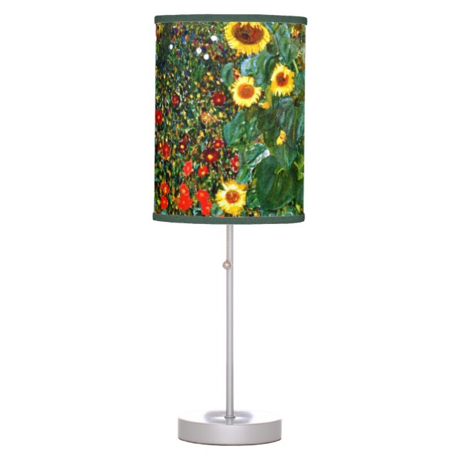 Klimt - Farm Garden with Sunflowers, Table Lamp (Front)