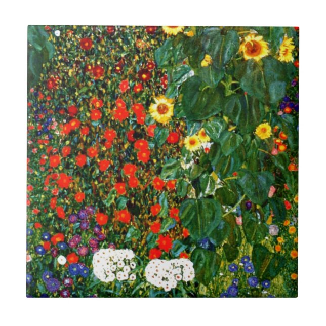 Klimt - Farm Garden with Sunflowers Tile (Front)