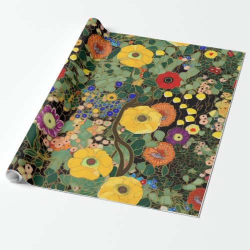 Klimt Flower Luxury Pattern Design Opulent Beauty Wrapping Paper