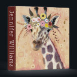 Klimt Giraffe | Adorned In Flowers 3 Ring Binder<br><div class="desc">This print features a sweet giraffe adorned in a crown of flowers | By Victoria Borges</div>