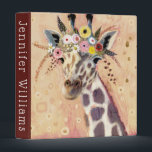 Klimt Giraffe | Adorned In Flowers 3 Ring Binder<br><div class="desc">This print features a sweet giraffe adorned in a crown of flowers | By Victoria Borges</div>