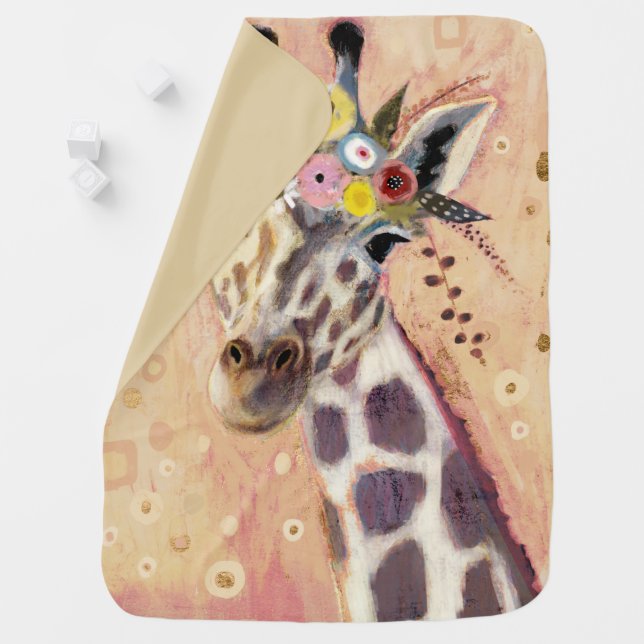 Klimt Giraffe | Adorned In Flowers Baby Blanket (In Situ)