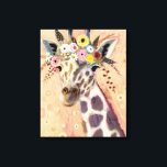 Klimt Giraffe | Adorned In Flowers Canvas Print<br><div class="desc">This print features a sweet giraffe adorned in a crown of flowers | By Victoria Borges</div>