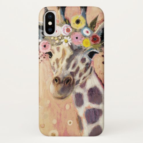 Klimt Giraffe  Adorned In Flowers iPhone X Case