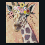 Klimt Giraffe | Adorned In Flowers Faux Canvas Print<br><div class="desc">This print features a sweet giraffe adorned in a crown of flowers | By Victoria Borges</div>