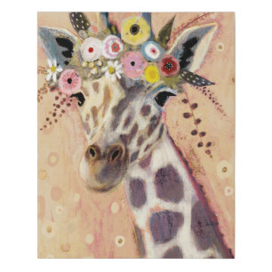 Klimt Giraffe   Adorned In Flowers Faux Canvas Print