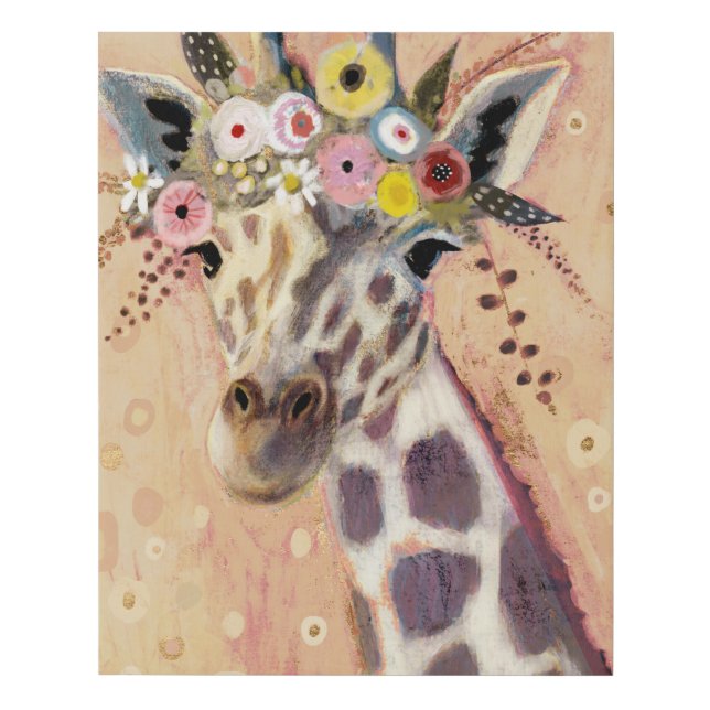 Klimt Giraffe | Adorned In Flowers Faux Canvas Print (Front)