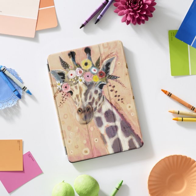 Klimt Giraffe | Adorned In Flowers iPad Pro Cover (Desk)