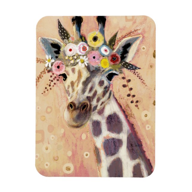 Klimt Giraffe | Adorned In Flowers Magnet (Vertical)