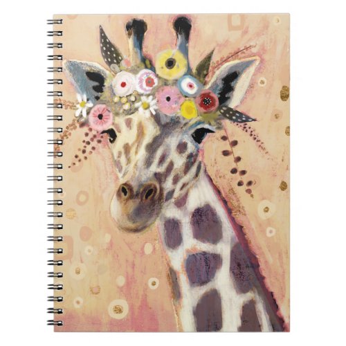 Klimt Giraffe  Adorned In Flowers Notebook