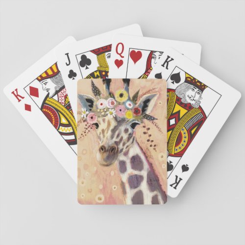Klimt Giraffe  Adorned In Flowers Playing Cards