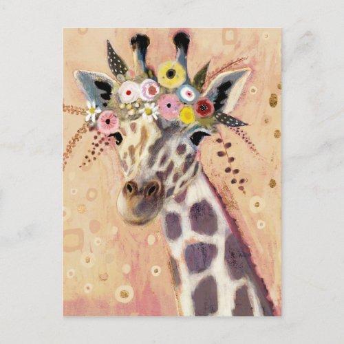 Klimt Giraffe  Adorned In Flowers Postcard