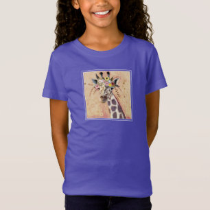 Klimt Giraffe   Adorned In Flowers T-Shirt